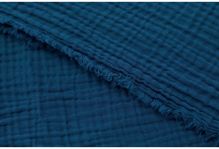 Tissu Double Gaze Bleu Canard -Au Mètre