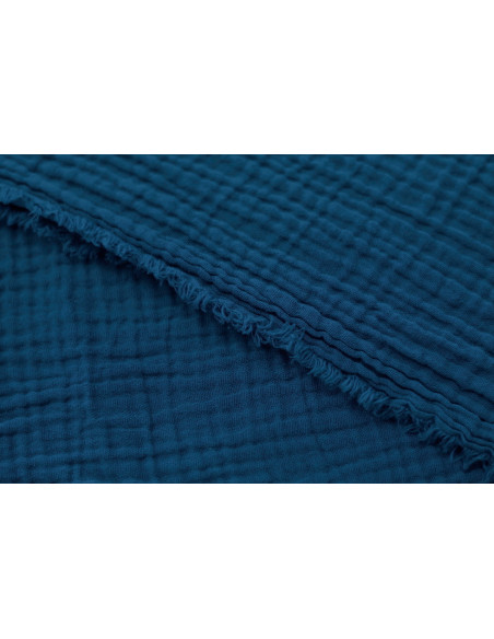 Tissu Double Gaze Bleu Canard -Au Mètre