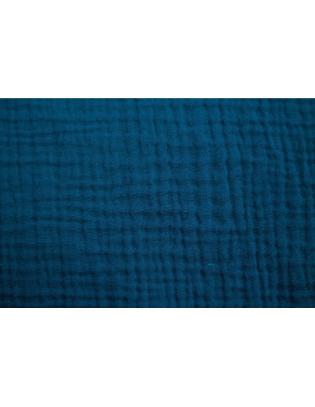 Tissu Double Gaze Bleu Canard -Au Mètre