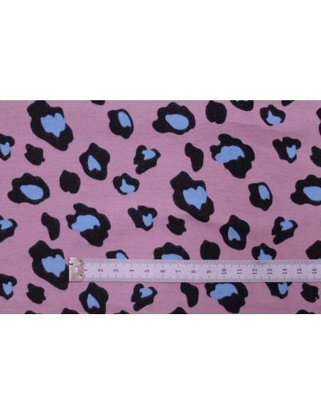 Tissu Flanelle Coton Imprimé Léopard Rose -Au Mètre