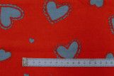 Tissu Flanelle Coton Imprimé Cœur Rouge -Au Mètre