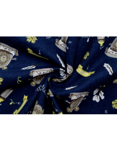 Tissu Flanelle Coton Imprimé Baby Marine -Au Mètre