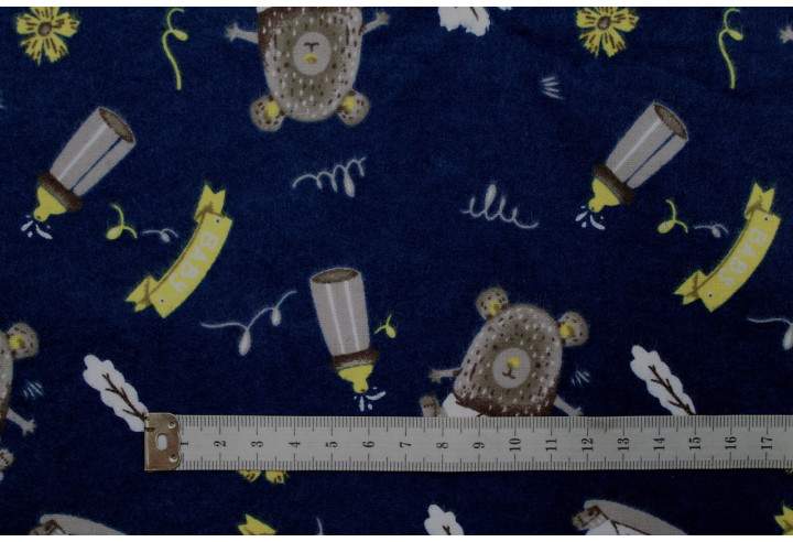 Tissu Flanelle Coton Imprimé Baby Marine -Au Mètre