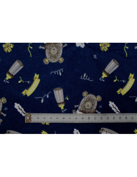 Tissu Flanelle Coton Imprimé Baby Marine -Au Mètre