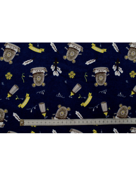 Tissu Flanelle Coton Imprimé Baby Marine -Au Mètre