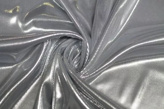 Tissu Lamé Lazer Fluide Argent/Blanc Coupon de 3 mètres