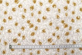 Tissu Flanelle Coton Imprimé Fleur Pom Beige -Au Mètre