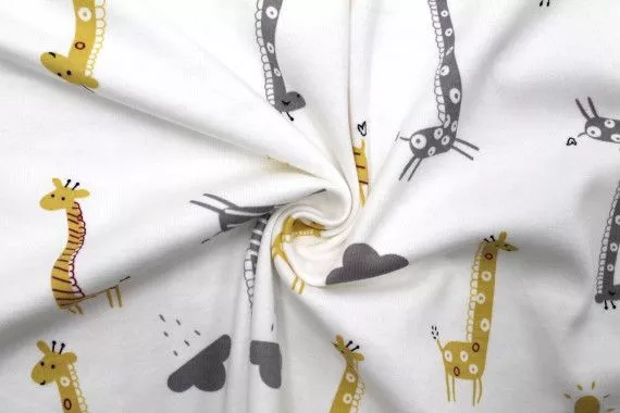 Tissu Jersey Coton Imprimé Girafe -Au Mètre
