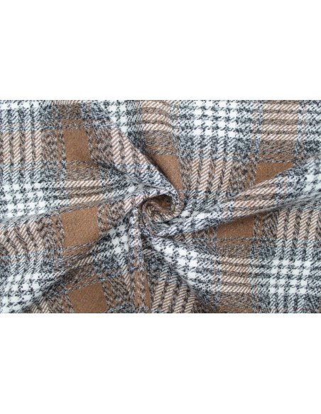 Tissu Lainage Gros Carreaux Camel -Au Mètre
