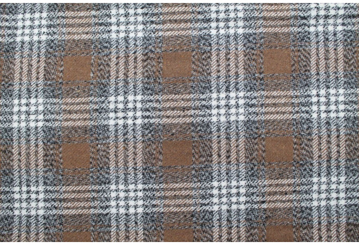 Tissu Lainage Gros Carreaux Camel -Au Mètre