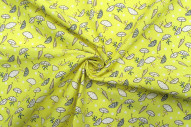 Tissu Popeline Coton Imprimé Parapluie Jaune -Au Mètre