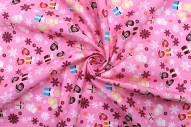 Tissu Popeline Coton Imprimé Cadeaux Rose -Au Mètre