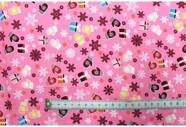 Tissu Popeline Coton Imprimé Cadeaux Rose -Au Mètre