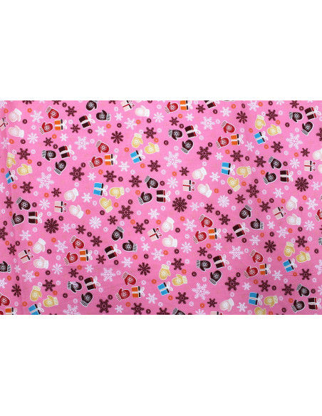 Tissu Popeline Coton Imprimé Cadeaux Rose -Au Mètre