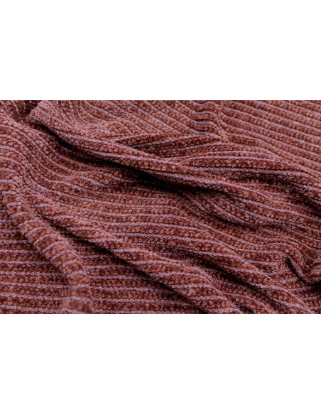 Tissu Maille Tricot Chenille Marron Clair -Au Mètre