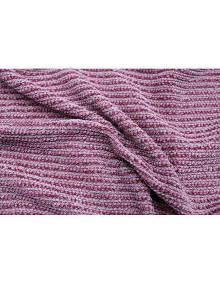 Tissu Maille Tricot Chenille Vieux Rose -Au Mètre
