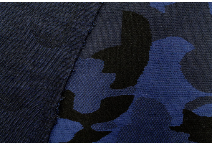 Tissu Maille Milano Camouflage Marine -Au Mètre