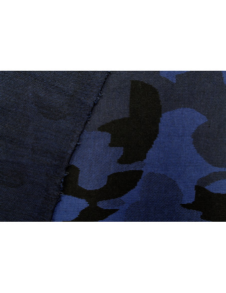 Tissu Maille Milano Camouflage Marine -Au Mètre