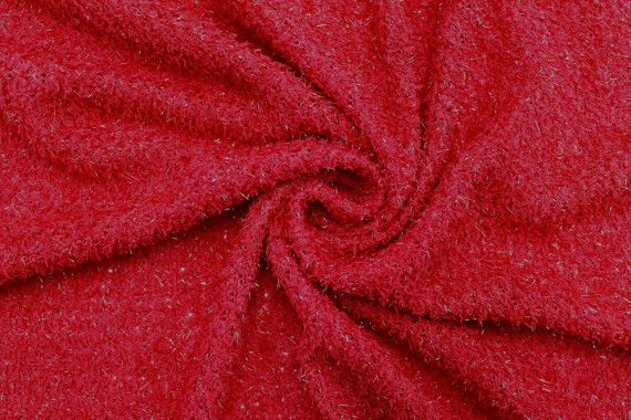 Tissu Maille Pull Lurex Rouge -Au Mètre