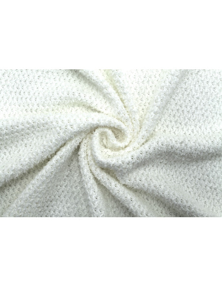 Tissu Maille Pull Lurex Blanc Cassé -Au Mètre