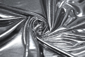 Tissu Lamé Lazer Fluide Argent/Noir -Au Mètre