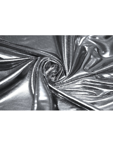 Tissu Lamé Lazer Fluide Argent/Noir -Au Mètre