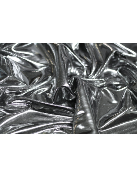 Tissu Lamé Lazer Fluide Argent/Noir -Au Mètre