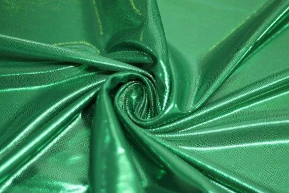 Tissu Lamé Lazer Fluide Vert -Au Mètre