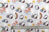 Tissu Coton Cretonne Hello Kitty Arc en Ciel -Au Mètre