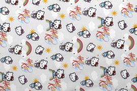Tissu Coton Cretonne Hello Kitty Arc en Ciel -Au Mètre