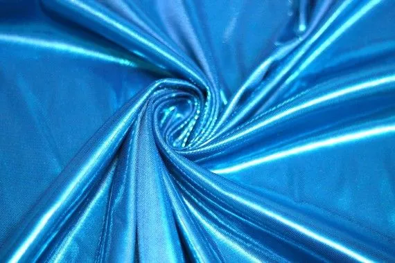 Tissu Lamé Lazer Fluide Turquoise -Au Mètre