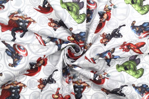 Tissu Coton Cretonne The Avengers Symbole -Au Mètre