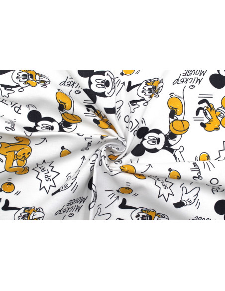 Tissu Coton Cretonne Mickey Bombe à Eau Blanc -Au Mètre