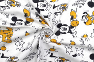 Tissu Coton Cretonne Mickey Bombe à Eau Blanc -Au Mètre