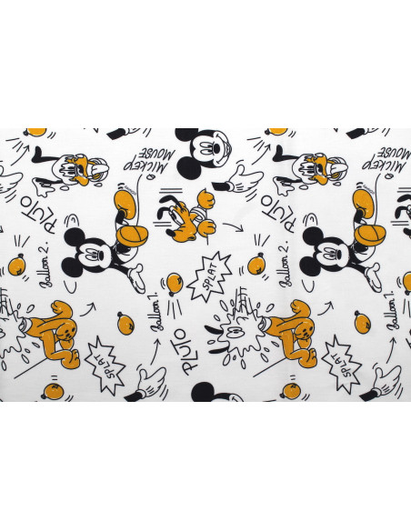 Tissu Coton Cretonne Mickey Bombe à Eau Blanc -Au Mètre