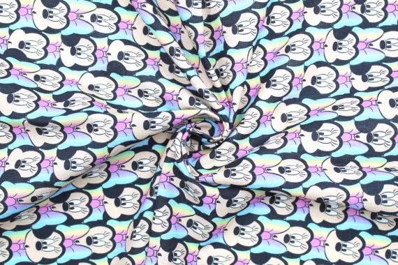 Tissu Coton Cretonne Disney Minnie Illusion -Au Mètre