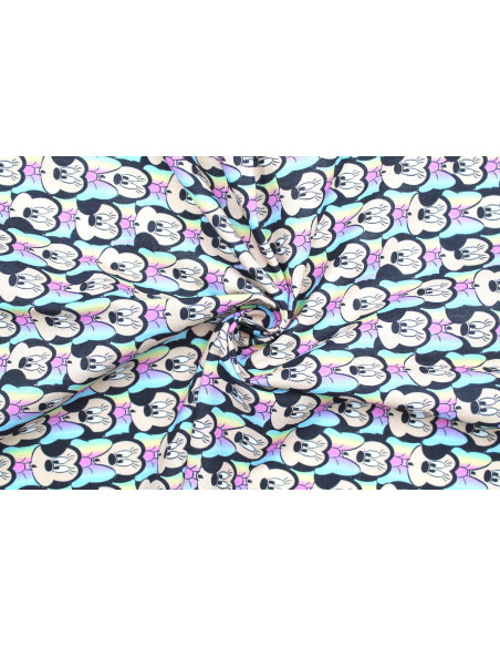 Tissu Coton Cretonne Disney Minnie Illusion -Au Mètre