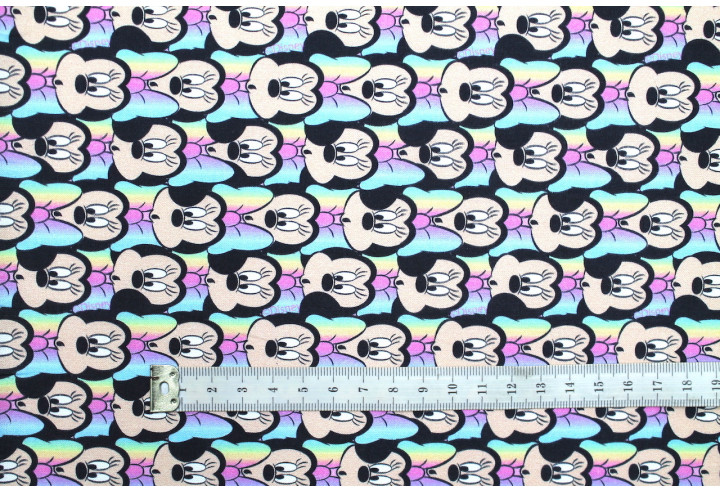 Tissu Coton Cretonne Disney Minnie Illusion -Au Mètre