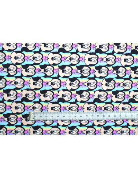 Tissu Coton Cretonne Disney Minnie Illusion -Au Mètre