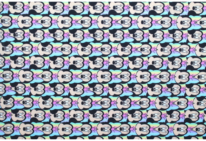 Tissu Coton Cretonne Disney Minnie Illusion -Au Mètre