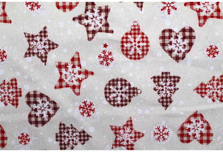 Tissu Bachette Coton Lurex Noël Enjoy -Au Mètre
