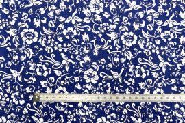 Tissu Popeline Coton Imprimé Oie Royale Bleu -Au Mètre
