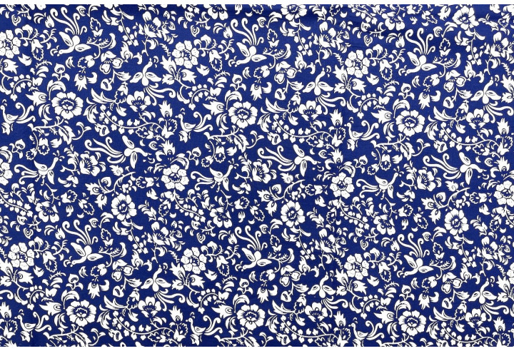 Tissu Popeline Coton Imprimé Oie Royale Bleu -Au Mètre