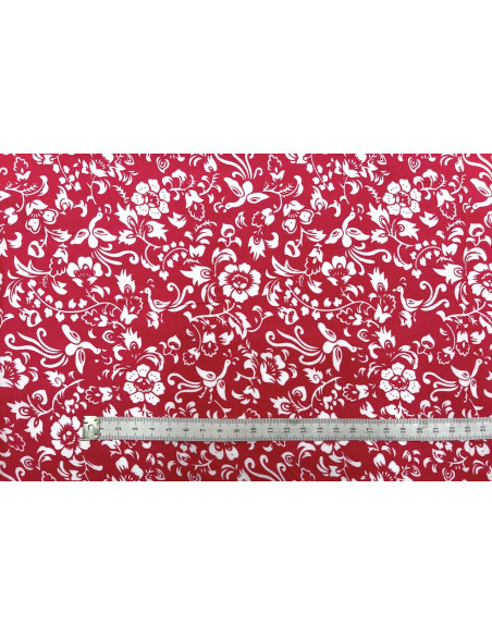 Tissu Popeline Coton Imprimé Oie Royale Rouge -Au Mètre