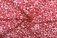 Tissu Popeline Coton Imprimé Oie Royale Rouge -Au Mètre
