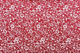Tissu Popeline Coton Imprimé Oie Royale Rouge -Au Mètre
