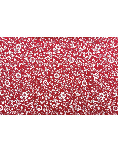 Tissu Popeline Coton Imprimé Oie Royale Rouge -Au Mètre