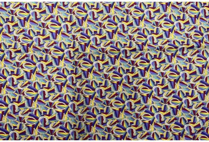Tissu Popeline Coton Imprimé Bague Space Violet -Au Mètre