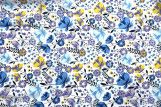 Tissu Popeline Coton Imprimé Wonderfleur Bleu -Au Mètre