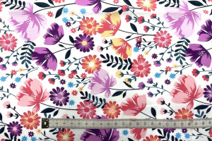 Tissu Popeline Coton Imprimé Wonderfleur Rose -Au Mètre 2